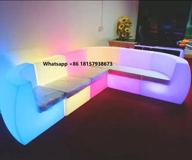 

Bar Furniture Sets Night Club Glowing LED Sofa Chair Bench Seat Booth Couch Set Led