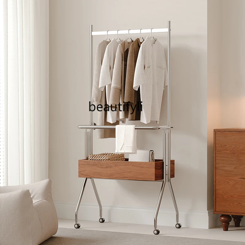 Household Floor Clothes Rack Mid-Ancient Living Room Interior Vertical Hang Clothes Coat Rack