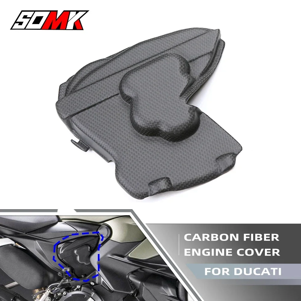 

For DUCATI Streetfighter V2 2021 2022 2023 2024 Motorcycle Left Engine Covers Protection Case Real Carbon Fiber Racing Parts
