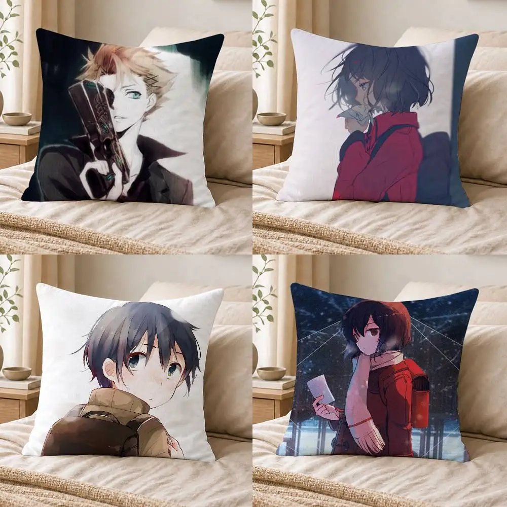 Anime Erased Double-sided Printed Square Decorative Cushion Cover for Sofa Living Room Home Decor