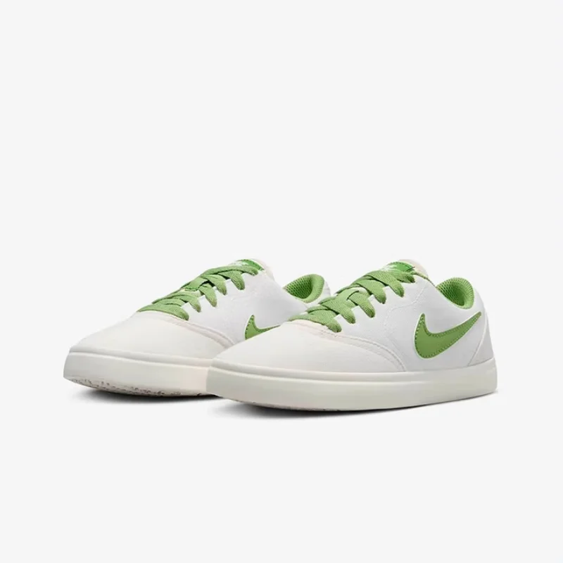 Nike Sb Series Zapatos de skate para mujer con suela de goma y agarre fuerte, resistentes al desgaste, nuevos, ligeros, cómodos, duraderos, para desplazamientos diarios, zapatos planos bajos Sb Check Cnvs, color blanco y verde fresco, versátiles, imprescindibles para adolescentes 905373-018