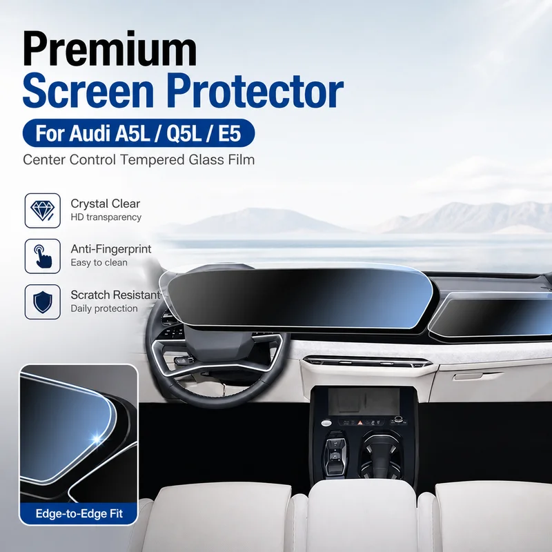 26 Compatible For Audi A5L Q5L E5 Screen Tempered Glass Center Control Film Interior Accessories Parts Upgrade
