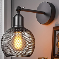 Industrial Loft LED Wall Lamp Lampshade Vintage Cage Wall Light Wall Sconce Fixture for Bedroom Living Room Home Indoor Lighting