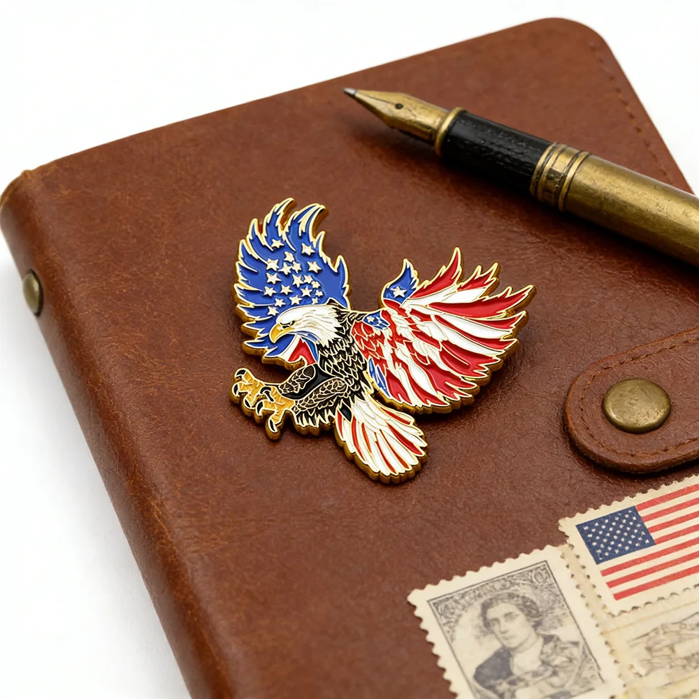 Weißkopfseeadler Amerikanische Flagge Emaille-Brosche USA Patriot Unabhängigkeitstag Feier Anstecknadel Nationaler Stolz Abzeichen Schmuck Geschenk – Detail 8