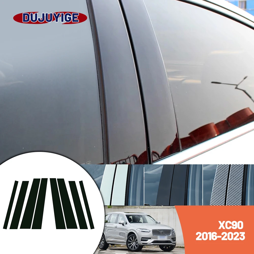 

Bright black carbon fiber door and window B C Pillar sticker suitable For Volvo XC90 2016-2023 2017 2018 2019 2020 2021 2022
