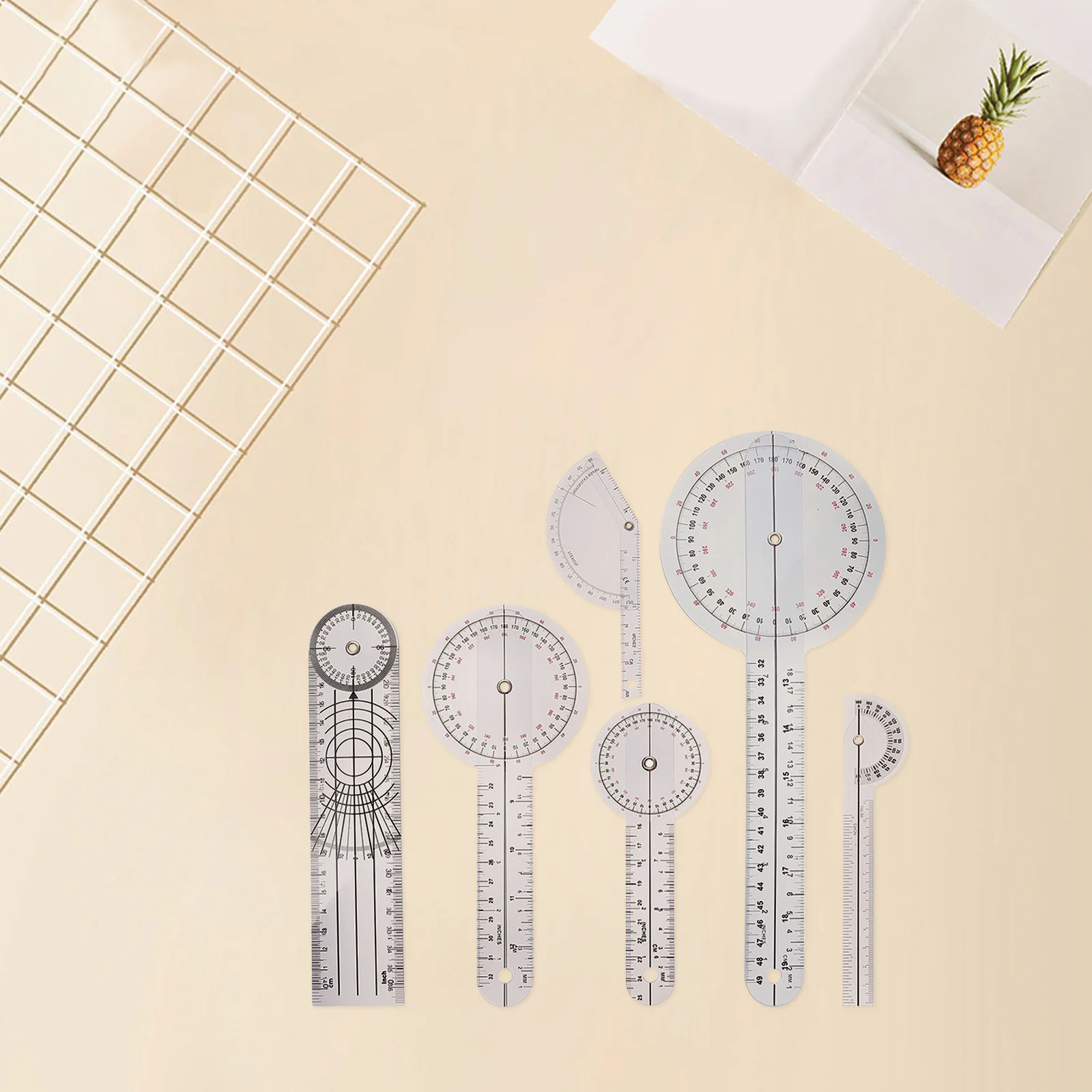 

6pcs Spinal Finger Goniometer Medical Angle Ruler For Joint Motion Range Measurement Plastic 360 Degree Protractor Rotary Tool