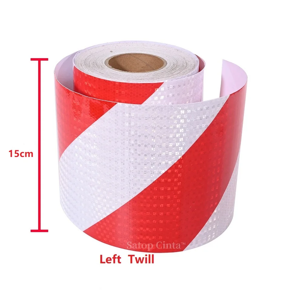 5 cm/10 cm/15 cm/20 cm * 5 M Reflecterende Plakband Links of Rechts Twill Wit-Rode Strips Waterdichte Veiligheid Reflectoren Sticker Voor Auto