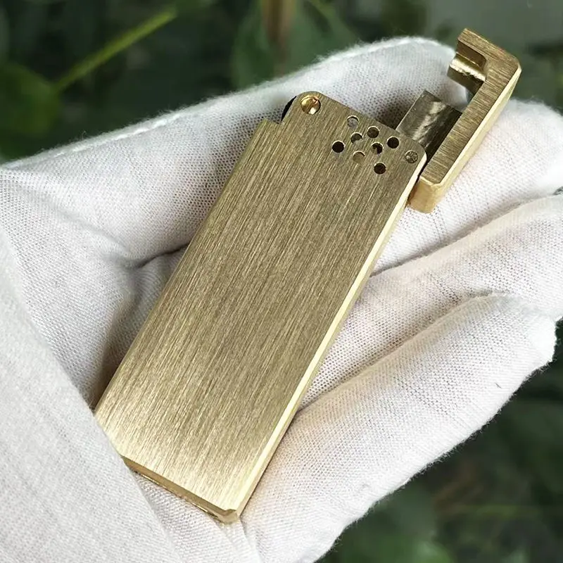 Rare Metal Brass Gasolines Trench Lighter for Men Vintage kerosenes Wicks Lighter Collection Fuel Oil Lighter Gift