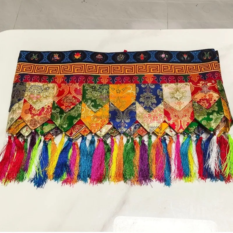5M Five-color Curtain Tibetan Table Enclosure Ethnic Fabric Home Buddhist Hall Decoration Wall Curtain Hand Religious Supplies