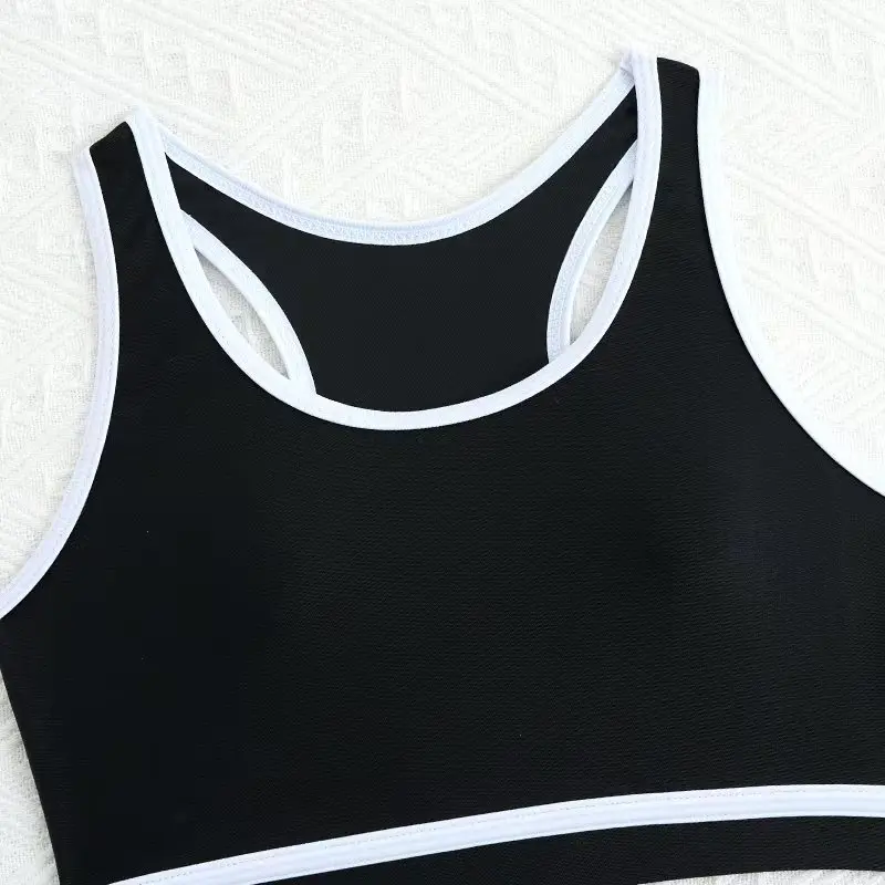 2025 черный купальник для девочек, бикини с высокой талией, детский купальник, женский и детский купальный костюм, летняя пляжная одежда