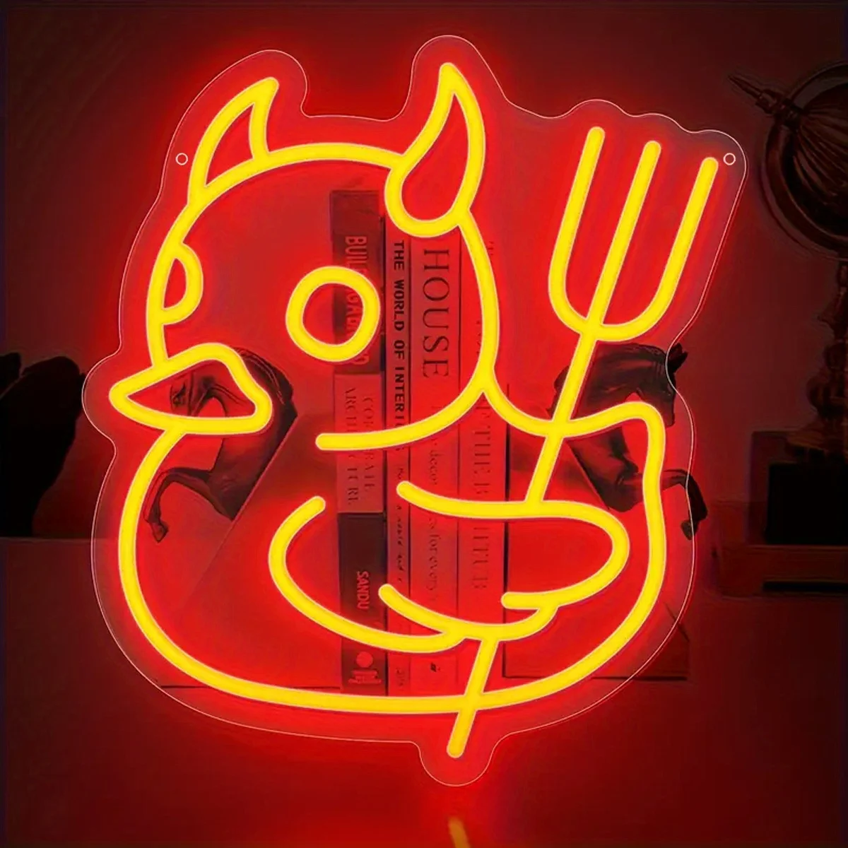 Devil Duck Neon Sign Funny Duck LED Neon Light for Halloween Party Bar Nursery Wall Decor Quirky Animal USB Powered Cute Gift