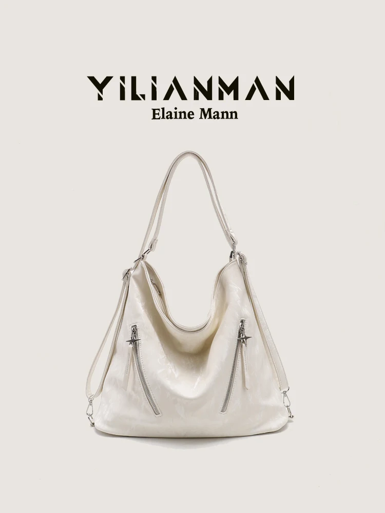 

Elegant Women's Large Capacity Tote Bag Commuter Shoulder Crossbody Bag Double Strap Soft Handle Modern Neutral Style Backpack