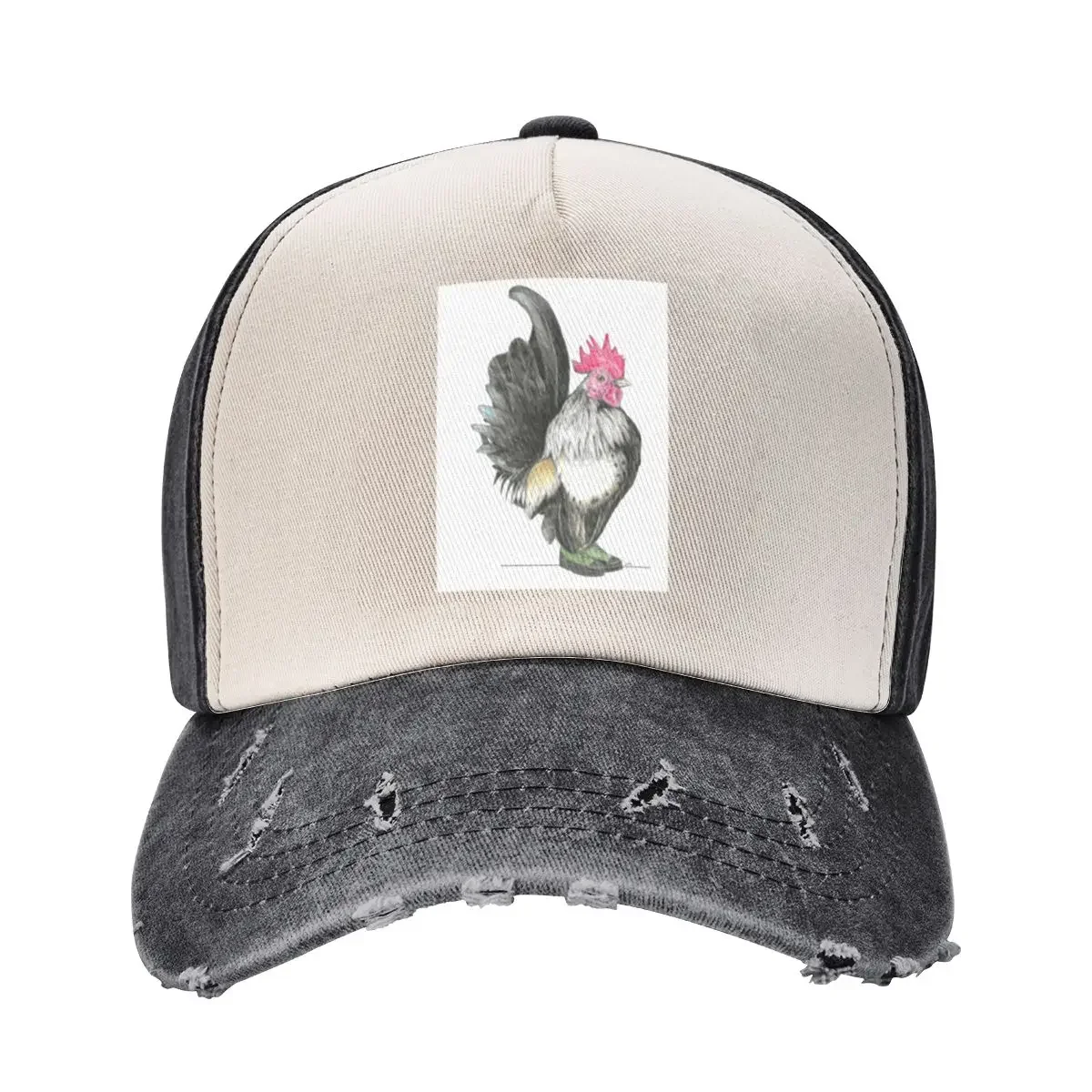 Serama Rooster in Malaysian Jungle Boots Baseball Cap black custom Hat Hat Baseball Cap For Man Women's