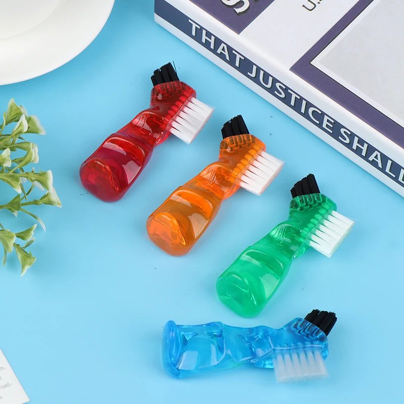 Denture Cleaning Brush Bristles & Ergonomic Rubber Handle Multi-Layered Bristles False Teeth Brush Oral Care Tool