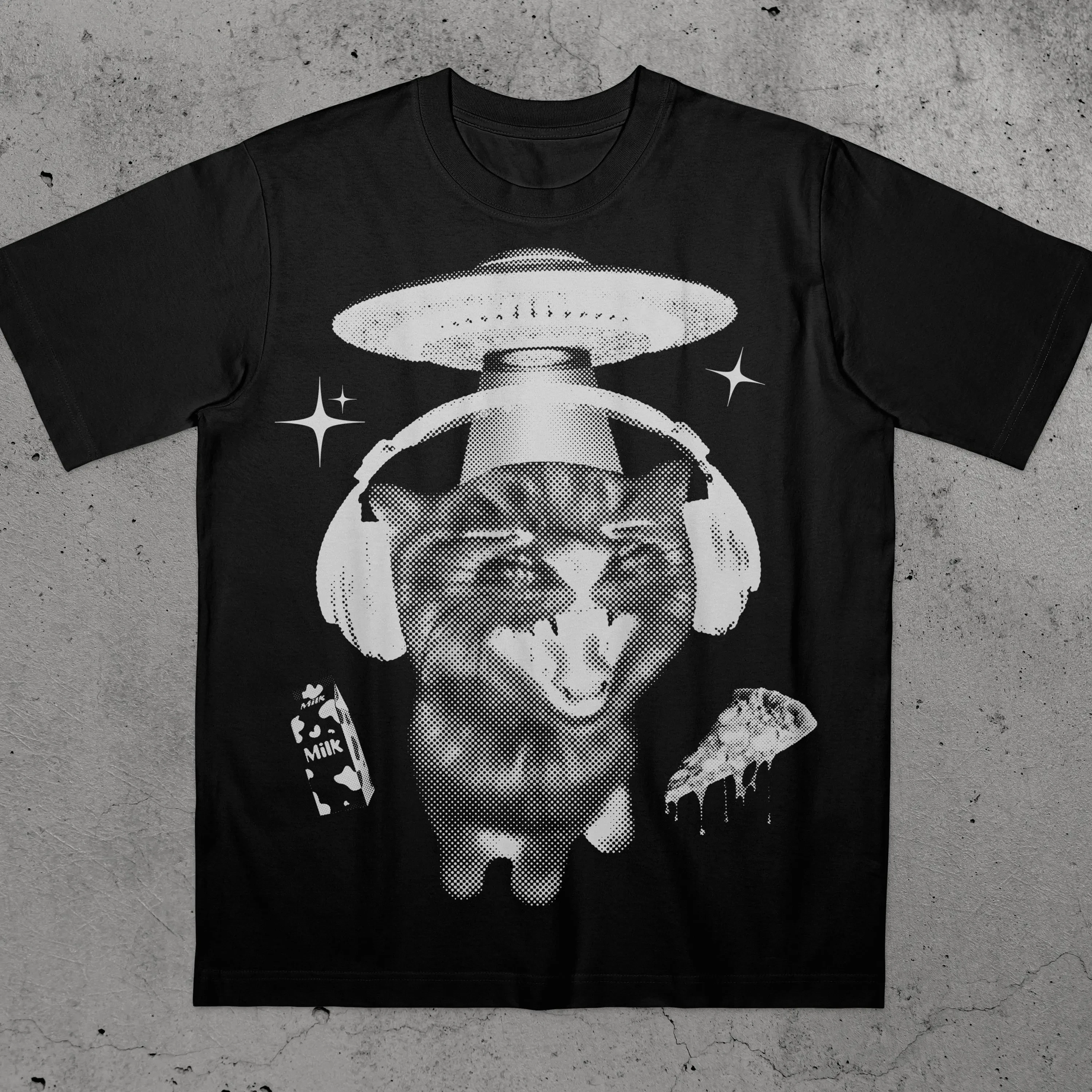 Alien Cat Meme T-shirt 90s Vintage Pirated Y2K Kitten Tee Comfortable Breathable for Daily Use Men Clothing