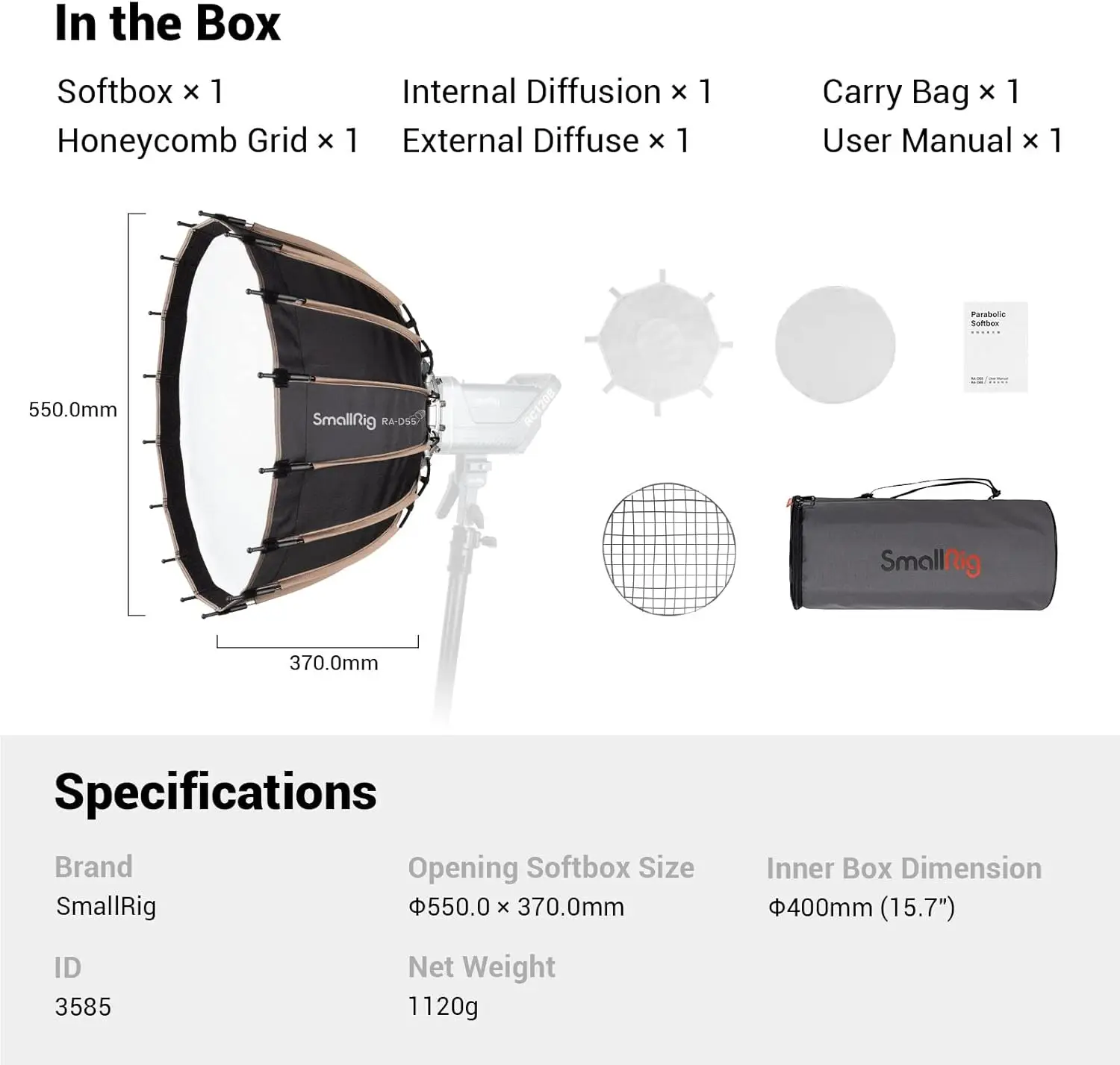 صندوق سوفت باكس مكافئ مقاس 55 سم مع إطلاق سريع، متوافق مع مصابيح Bowens للتصوير الفوتوغرافي المحسن