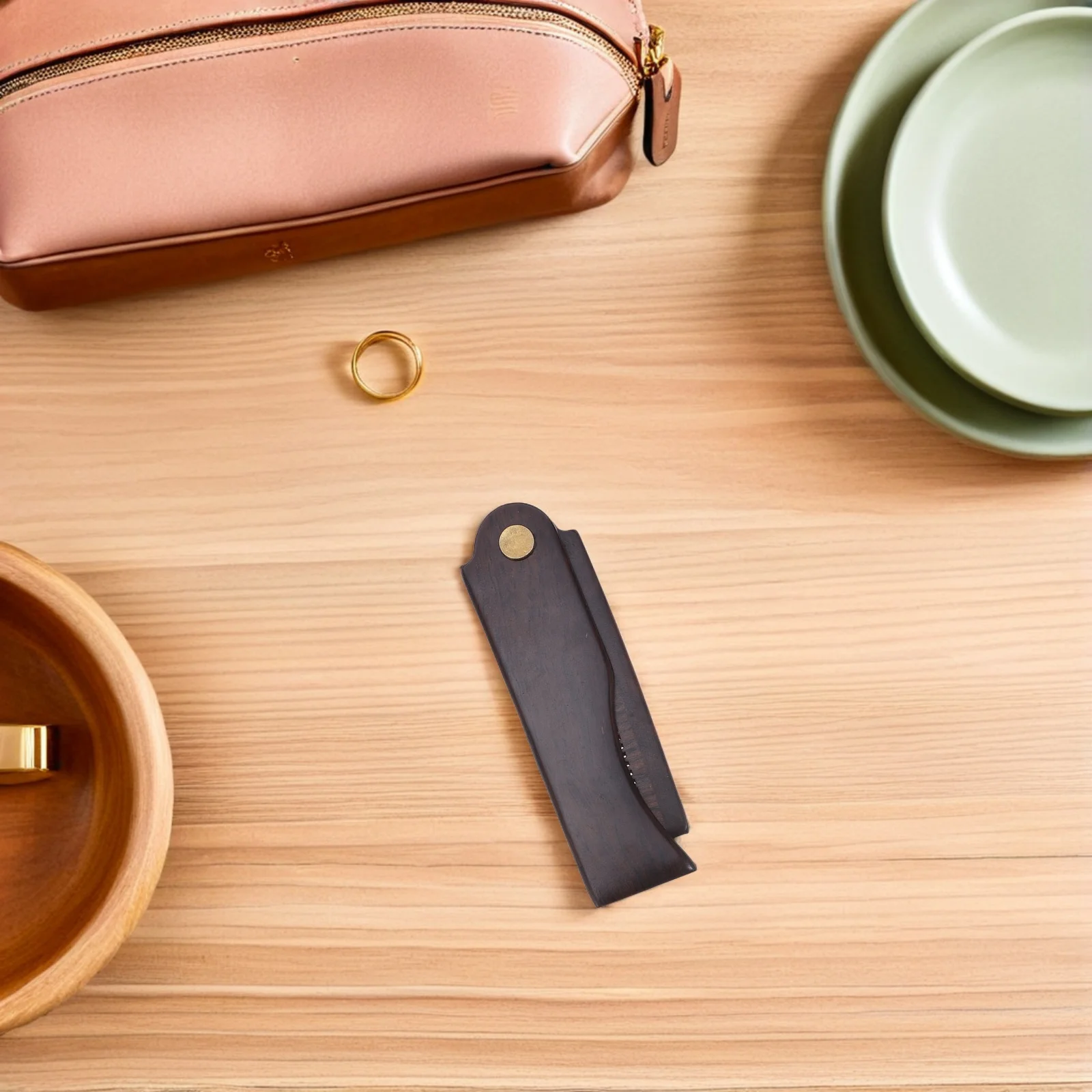 

Ebony Wood Foldable Beard Comb Antistatic Smooth Finish Portable Travel Styling Mustache Hair Care Tool Small Comb