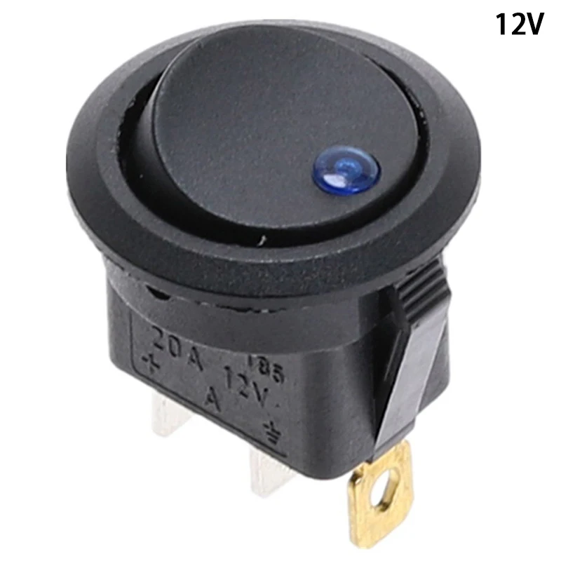 12V DC Waterproof Round LED Rocker Switch 3‑Pin 2‑Gear Automotive On‑Off Toggle Component