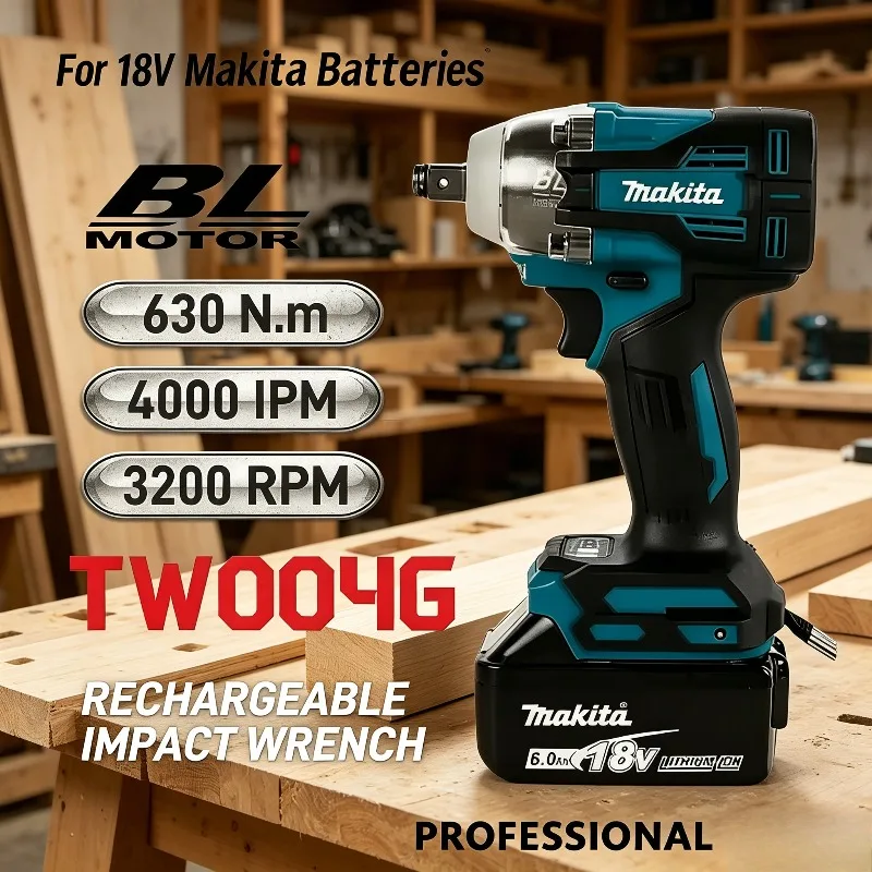 

Бесщеточный аккумуляторный шуруповерт Makita TW004G, 630 Нм, электрическая дрель-шуруповерт, инструмент для закручивания шурупов