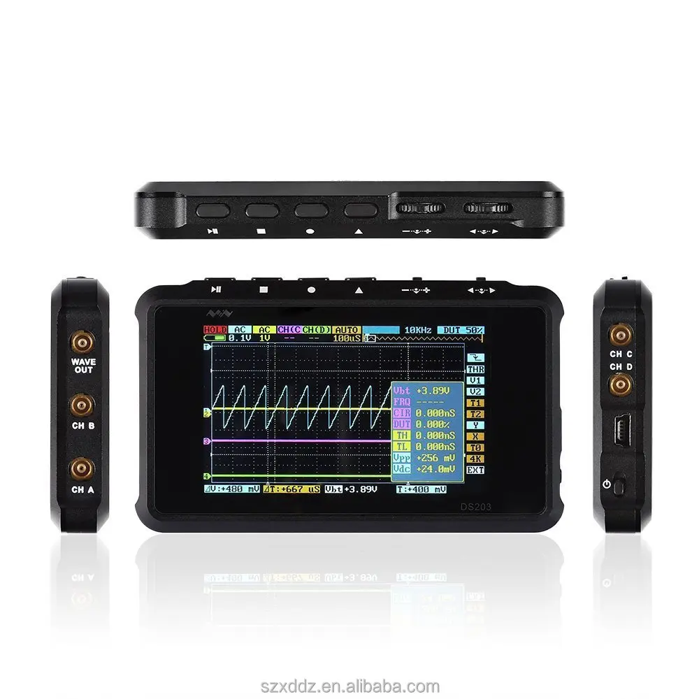 DSO203 Digital oszilloskop USB ARM Nano oszilloskop 8MHz 4 Kanäle ARM Cortex M3 Meter Mini oszilloskop DS203 Aluminium