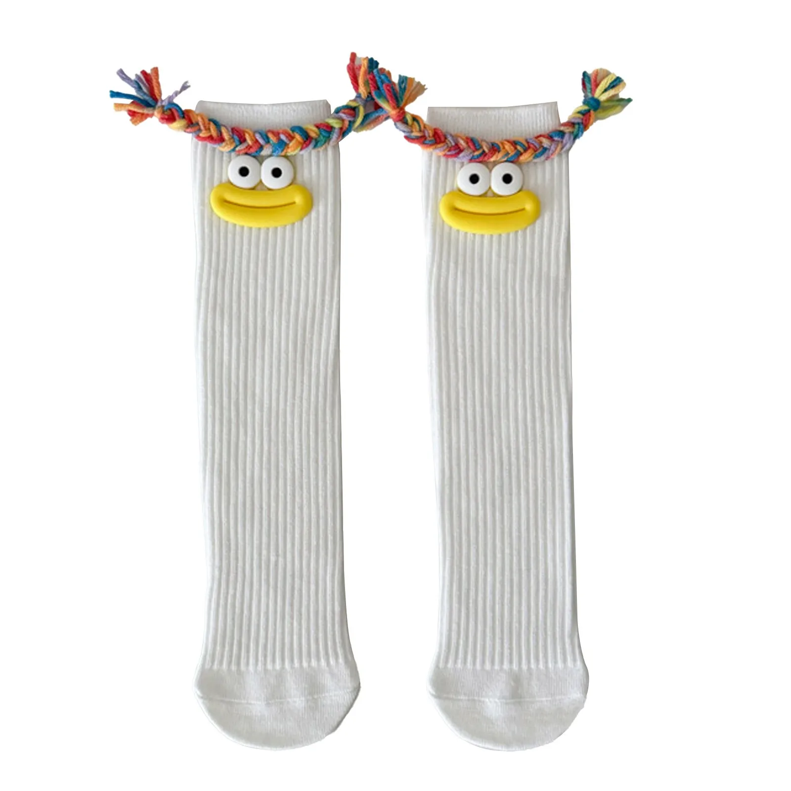Frau Mittlere Länge Kawaii Cartoon Bunte Socke Mädchen Großen Mund Zöpfe Lustige Baumwolle Lange Socken Weibliche Nette Über Knie Hohe Strümpfe – Detail 8