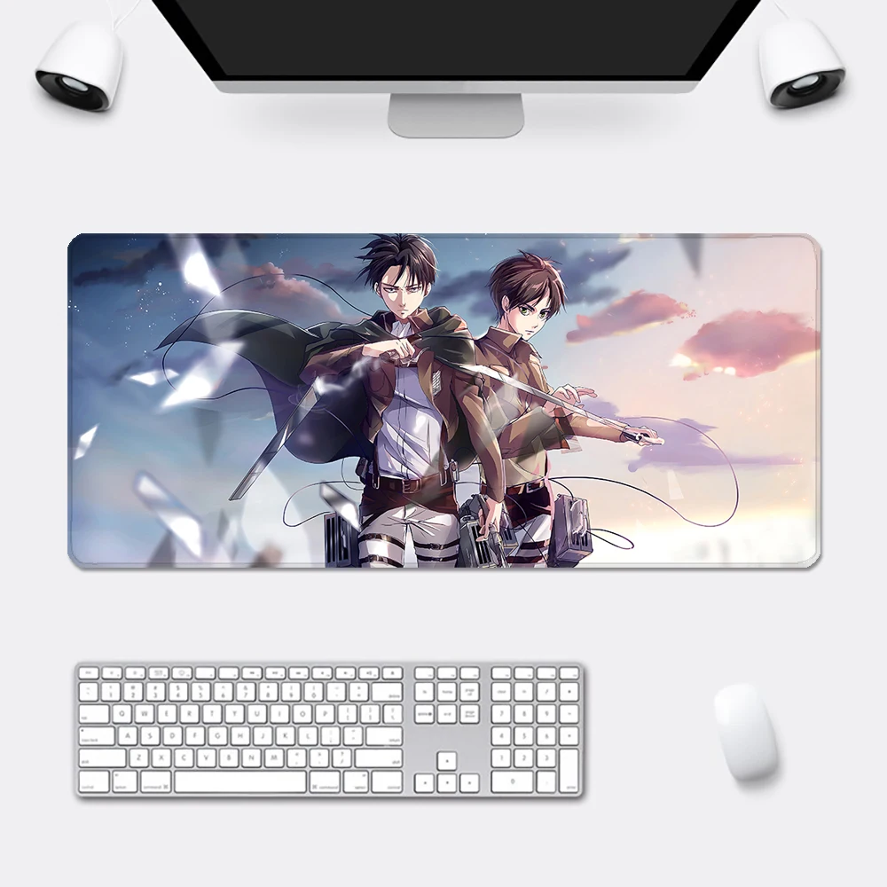 Attack on Titan Mousepad HD Printing Computer Gamers Locking Edge Non-slip Mouse Pad XXL90x40cm Keyboard PC Desk Pad