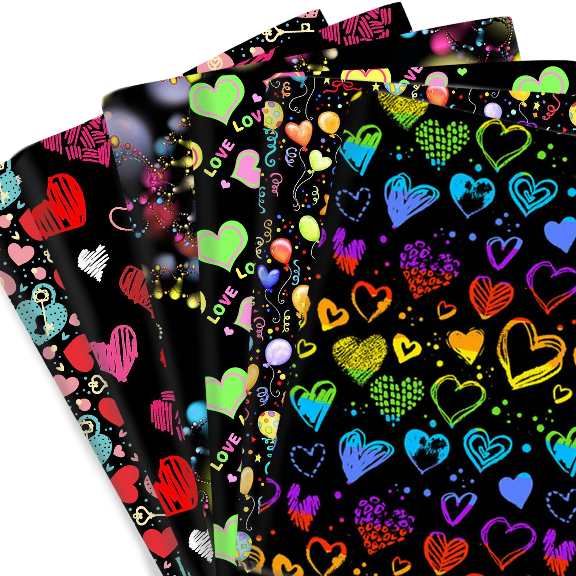 Heart Valentines Day 100% Pure/Polyester Cotton/Satin/Stretch Fabric Patchwork Sew Quilt Needlework DIY Cloth 50*145cm/50*45cm