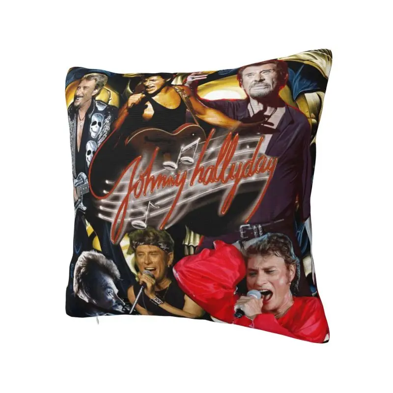 French Rock Legend Johnny Hallyday Cushion Cover 45*45 cm Velvet Throw Pillow Case Bedroom Decoration Bedding Sofa Pillowcase