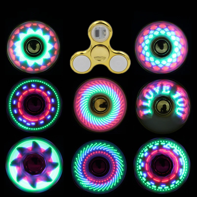 Fidget Spinner lumineux à lumière LED créative, 6 couleurs, changements de main, Golw dans la nuit, jouets anti-Stress pour enfants
