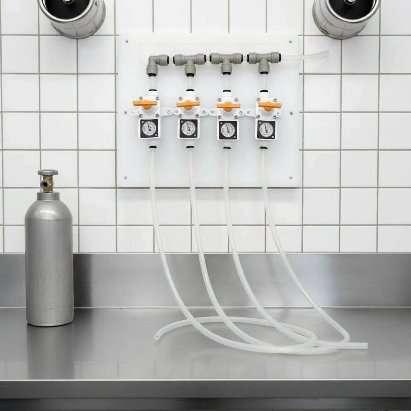 4-Head Secondary Regulator Multi-Outlet CO2 Regulator Board Carbonation Control Panel Push-to-Connect Fittings Beer Gear