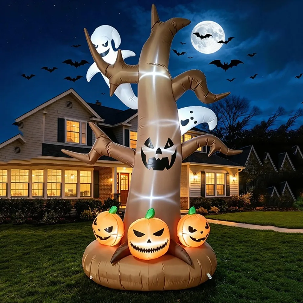 Halloween Ghost Tree Inflatable Model Ornament 8 Feet/2.4m Atmosphere Decoration Outdoor Courtyard Pumpkin Horror Dress Up Prop