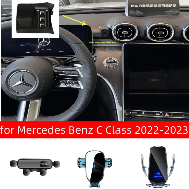 

Lightweight Car Phone Holder Base Special Mount For Mercedes Benz C Class W206 2022 2023 Wireless Charging Stand Car Accessories