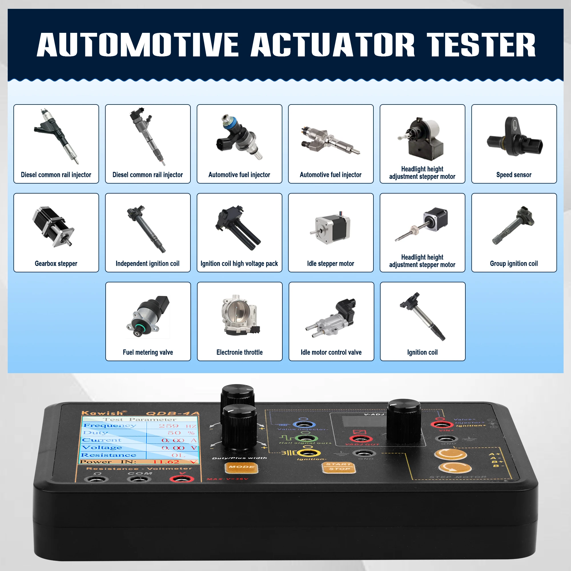 QDB-4A السيارات الإشعال لفائف اختبار حاقن الملف اللولبي صمام المهمل محرك متدرج أداة تستر كاشف الأخطاء محرك محاكاة #1