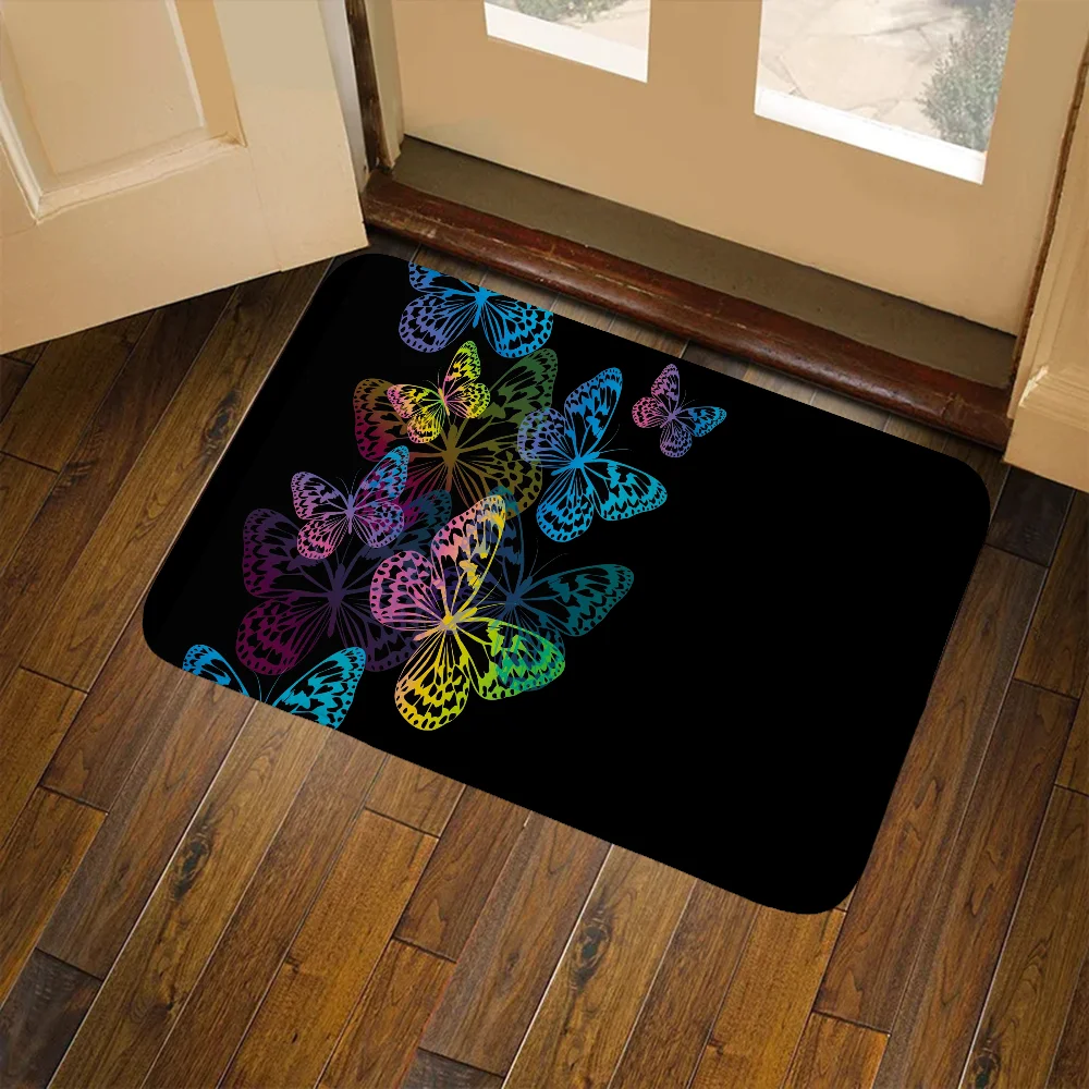 

Butterfly Kitchen Rugs Cute Carpet for Bathroom Things to the Room Decoration Items Furry Mat for Hallway on the Floor Bath Mats