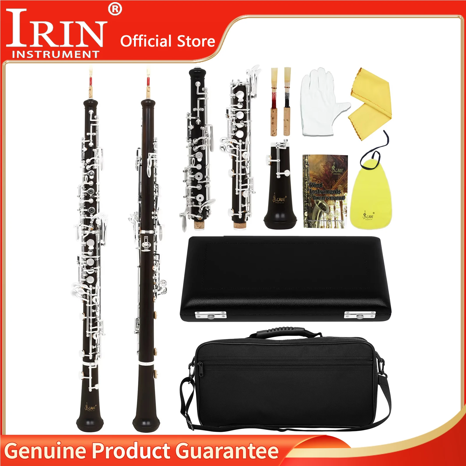 SLADE Oboe 22 Key Fully Automatic Style Oboe Clarinet Professional Bb Key Ebony Oboe Woodwind Instrument with Reed Gloves Case