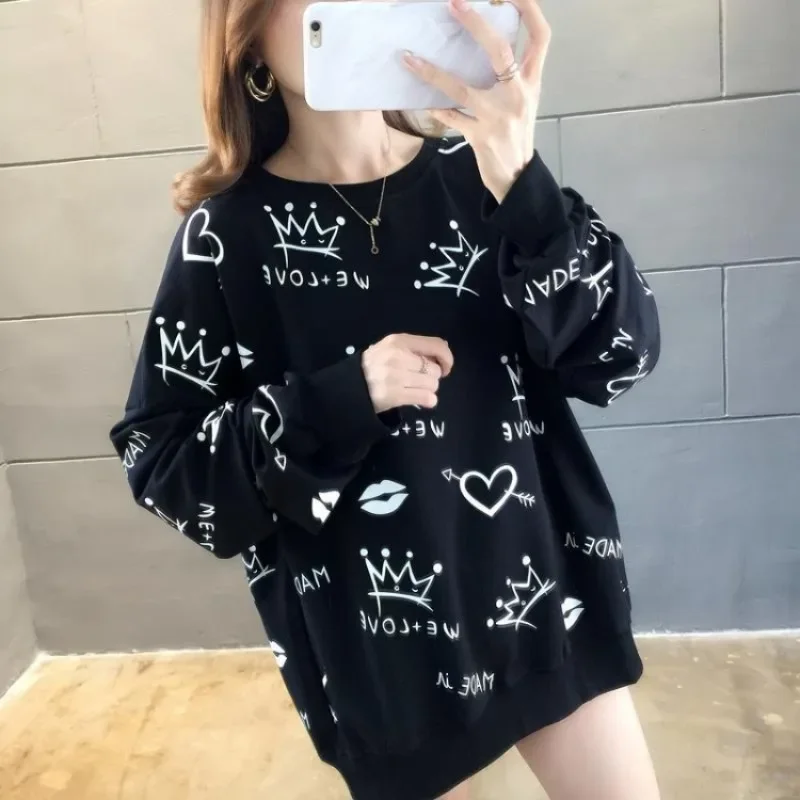 Printemps et automne noir femme pull haut essentiel concepteur dropshipping années 2000 décontracté à manches longues basique femmes sweats