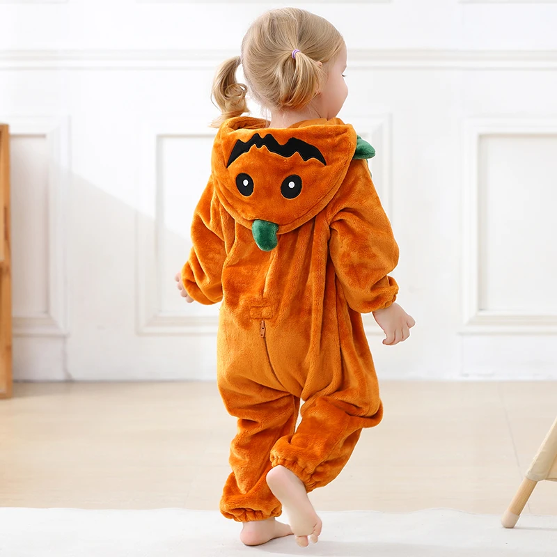 Pumpkin Halloween Kigurumi Baby Onesie Toddler Christmas Cosplay Costume Flannel Sleepwear Pyjamas Whole Clothes Jumpsuit