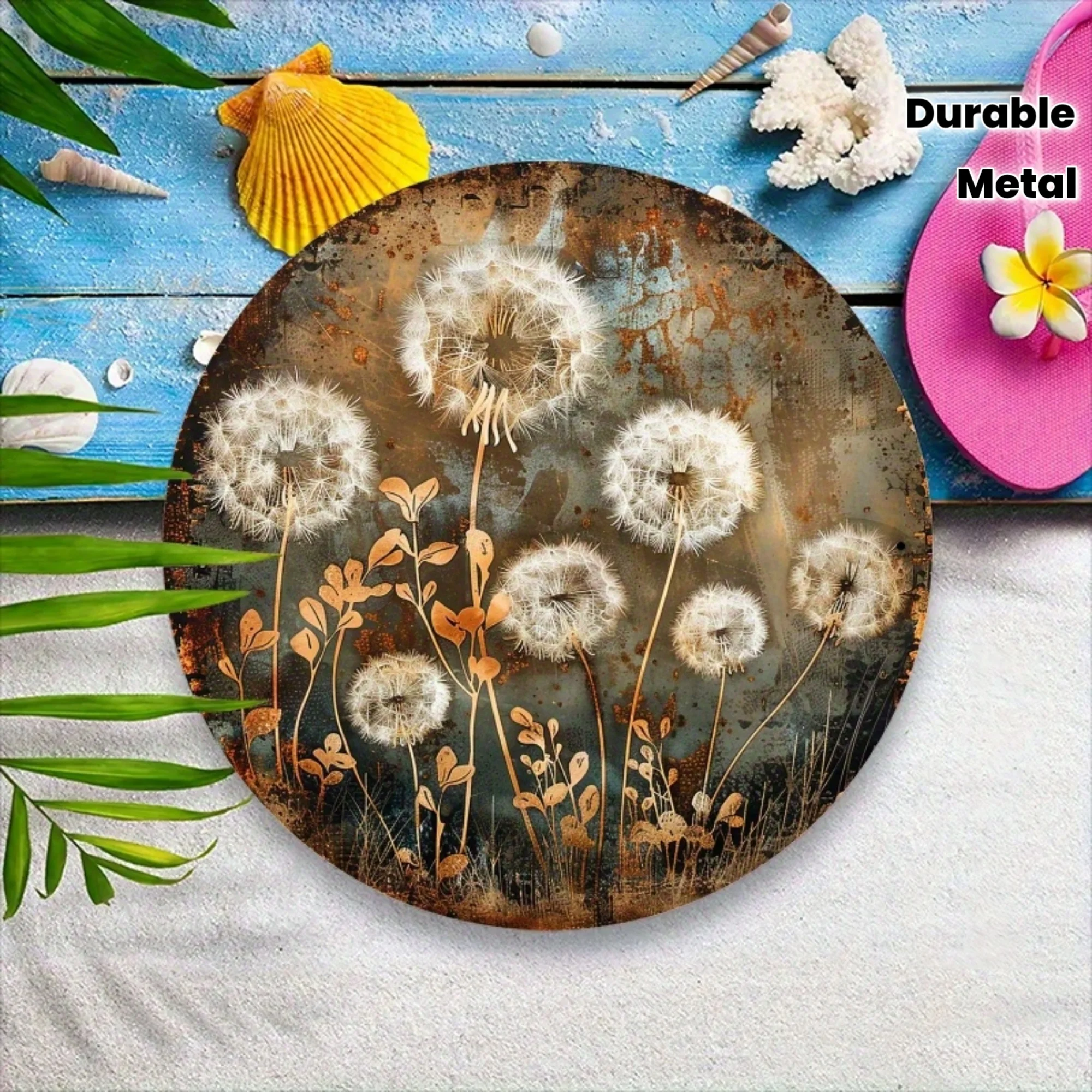 CIFBUY Vintage Rustic Dandelion Aluminum Wall Art Waterproof Durable Metal Sign for Living Room Kitchen Garden Office Decor