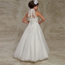 Vestidos de flores para niña, con apliques de lazo grande, vestidos largos para desfile, vestidos de primera comunión para boda