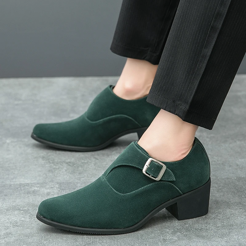 High Heel Shoes Dress Man Suede Formal Office Leather Shoes for Men Elegant Business Elevator Shoes Heighten 6cm Man Platform