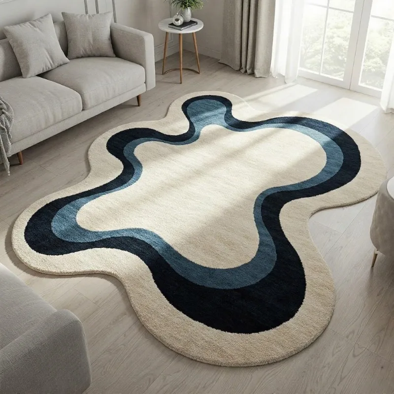 Modern Minimalist Carpets for Living Room Fluffy Soft Study Rug Irregular Shapes Bedroom Decor Carpet  Plush Floor Mat