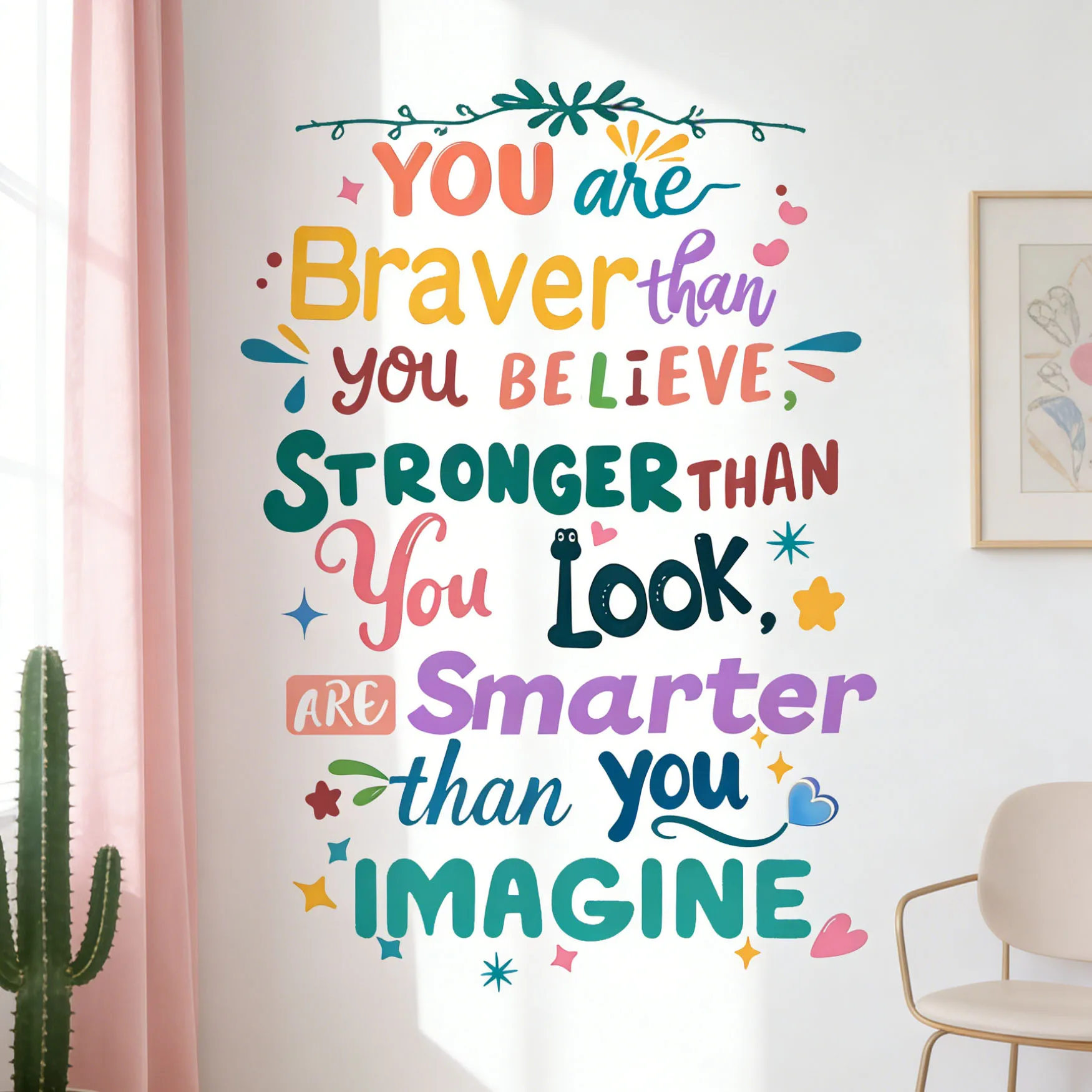 Colorful English inspirational quotes wall stickers, decorative wall paintings, motivational sentences, self-adhesive paintings,