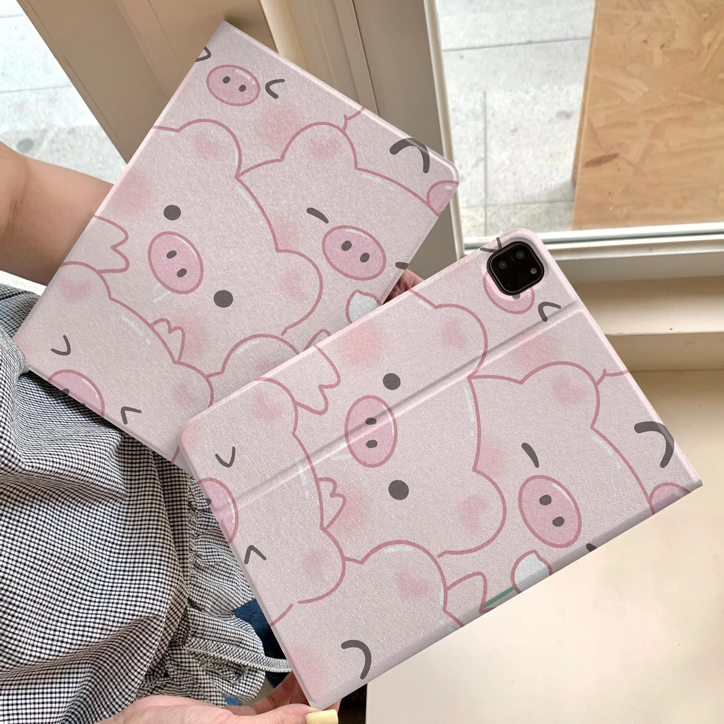 Korean Kawaii Pink Pig All Inclusive Shell For iPad Pro 13 11th M5 M4 12.9 A16 10 8 7 9th 10th Air 11 M2 M3 Mini Tablet Cover