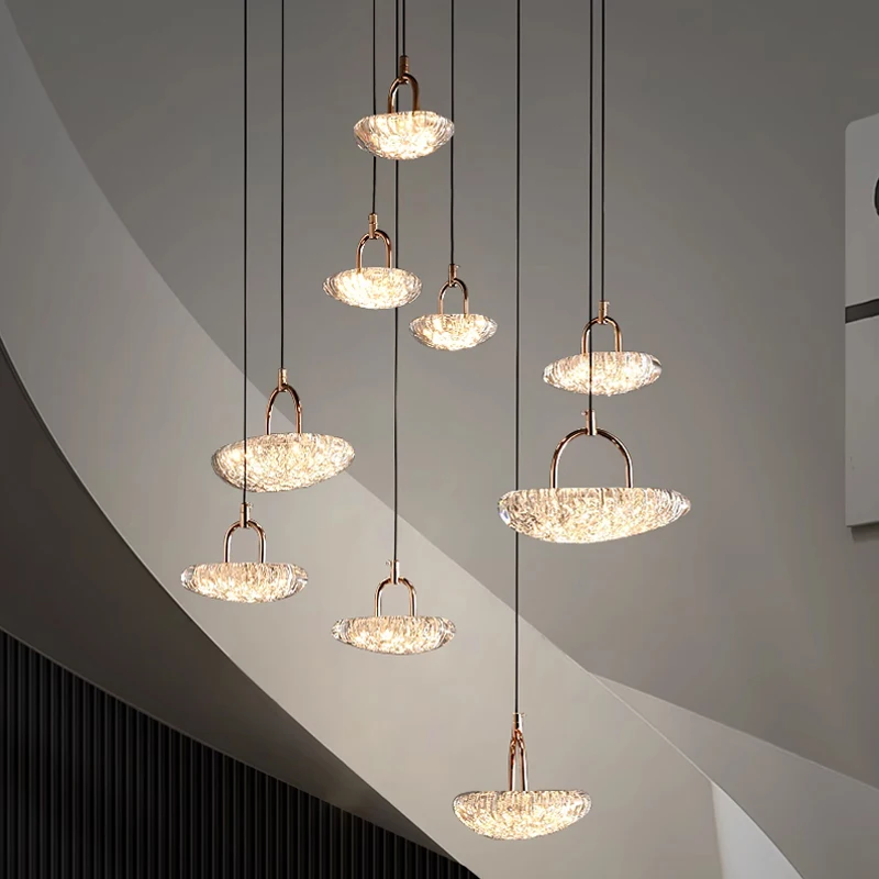 Light Luxury Minimalist Italian Staircase Pendant Light Modern Loft Apartment Villa Living Room Dining Room Pendant Light