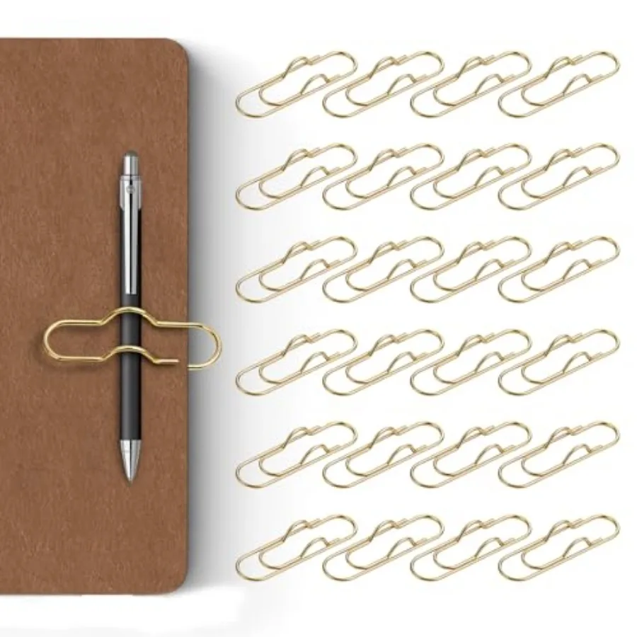 

24PCS Gold Pen Clips, 2.8 Inch Fit Snugly Journal Planner Pen Clip with Bump, Have a Pen Handy Paper Clip Pen Holder for Calend
