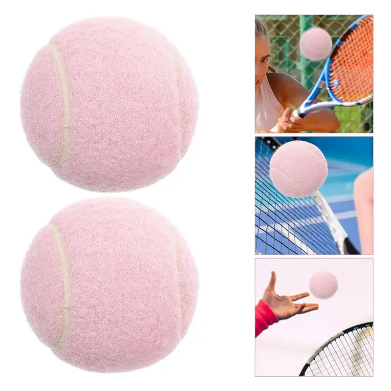 

2Pcs Pink tennis balls Training Tennis Playground Tennis Rubber Tennis Beginner Practice Tennis Balls Tennis for Girls Players