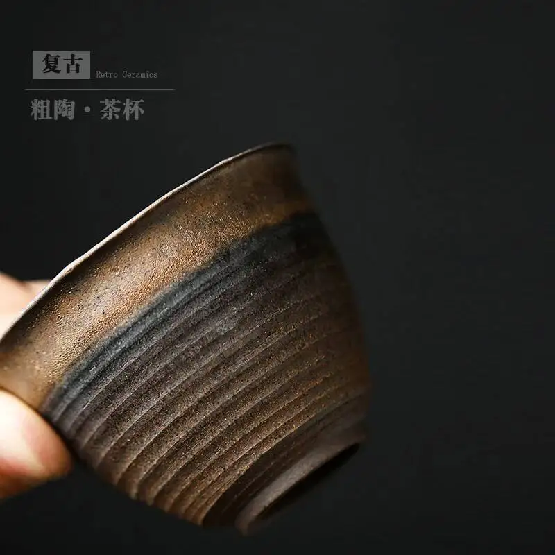 Travel Chinese Ceramic Tea Cup Handmade Rough Pottery Tea Bowl  Teaware Master Teacup Personal Cup
