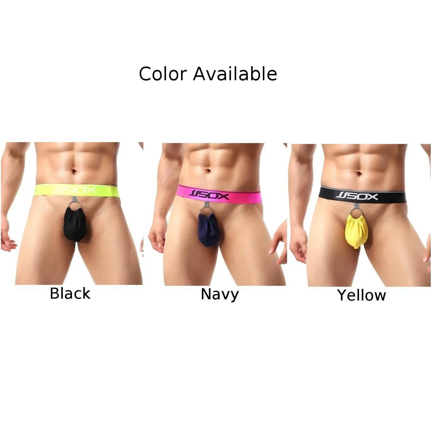 Metal Ring Sexy Wide Waist Pocket Inner Thong Men Underwear Low Waist G-stings Hollow T-back Mens Open Back Male Panties A50