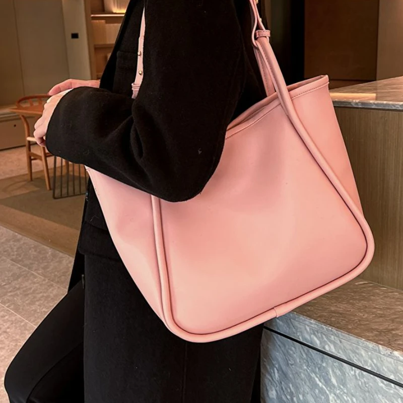 Underarm Shoulder Bags Women Big Capacity Pure Color PU Leather Office Ladies Casual Tote All-match Korean Fashion Texture Chic