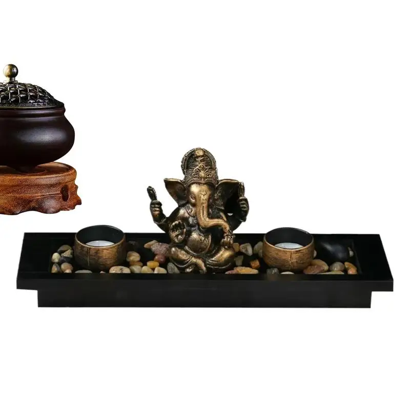 

Ganesha Candle Holder Tealight Holder Figurine Incense Stick Burner Zen Candle Holders Decorative Rocks And Display Tray For